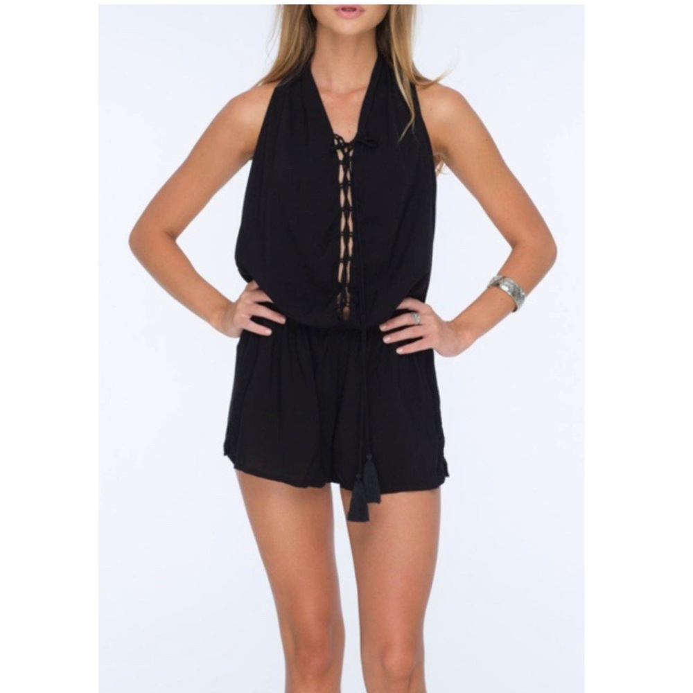 Indah SWOON LACE UP ROMPER NWT Small